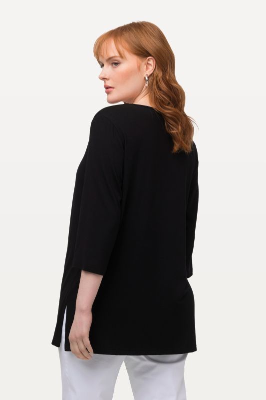 T-shirt manches 3/4, décolleté rond et profond
