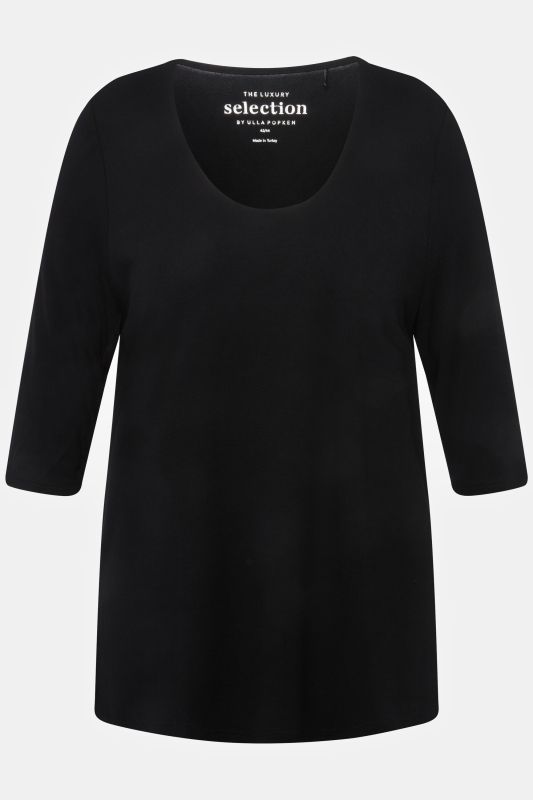 T-shirt manches 3/4, décolleté rond et profond