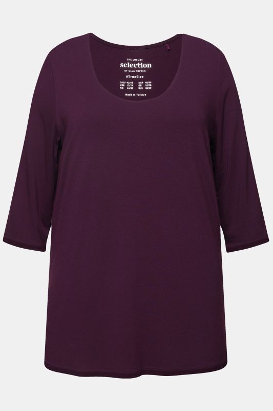T-shirt manches 3/4, décolleté rond et profond