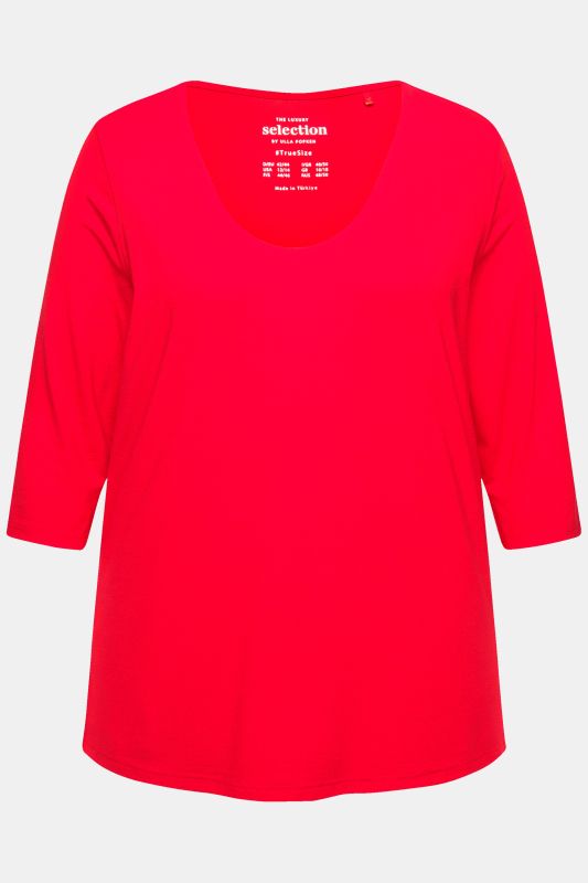 T-shirt manches 3/4, décolleté rond et profond