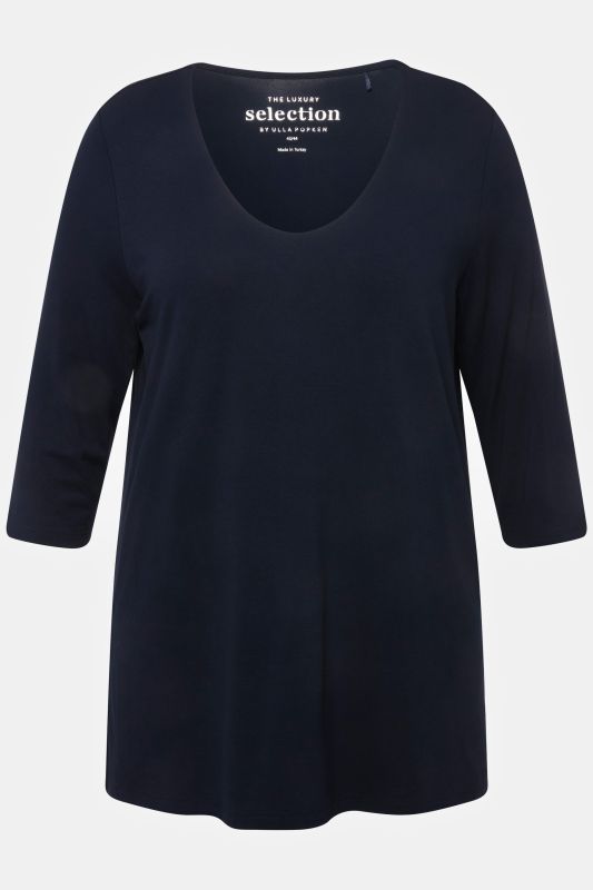 T-shirt manches 3/4, décolleté rond et profond