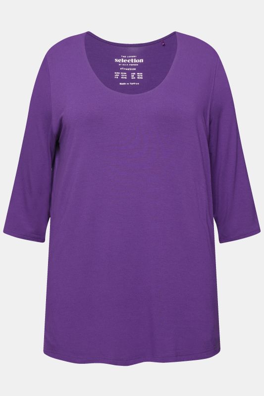 T-shirt manches 3/4, décolleté rond et profond