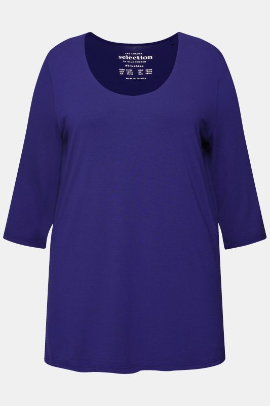 T-shirt manches 3/4, décolleté rond et profond