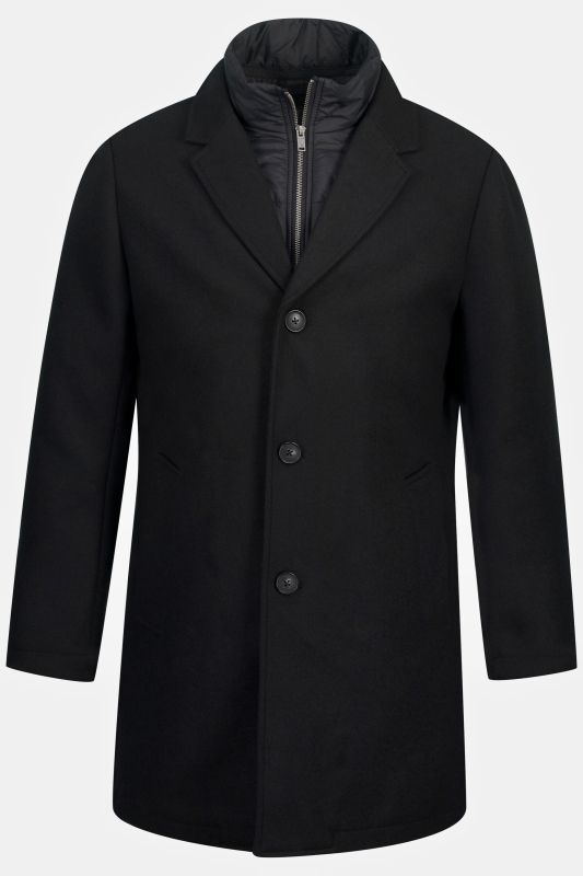 Manteau en laine mélangée, avec insert matelassé et col à revers. Jusqu'au 8 XL.
