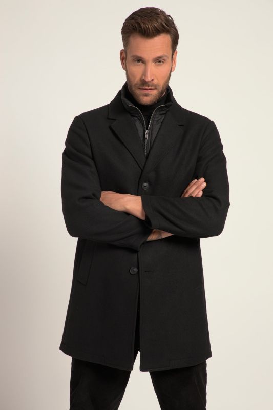 Manteau en laine mélangée, avec insert matelassé et col à revers. Jusqu'au 8 XL.