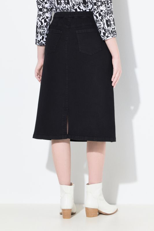 Jupe en jean stretch, poches et coupe évasée
