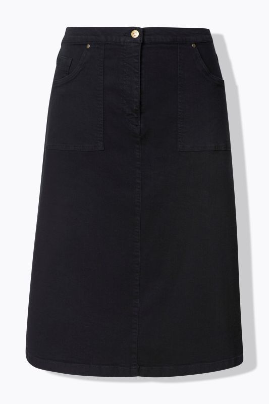 Jupe en jean stretch, poches et coupe évasée