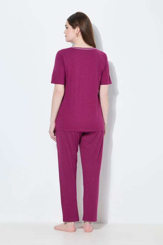 Pyjama deux pièces, pantalons à pois & T-shirt manches courtes