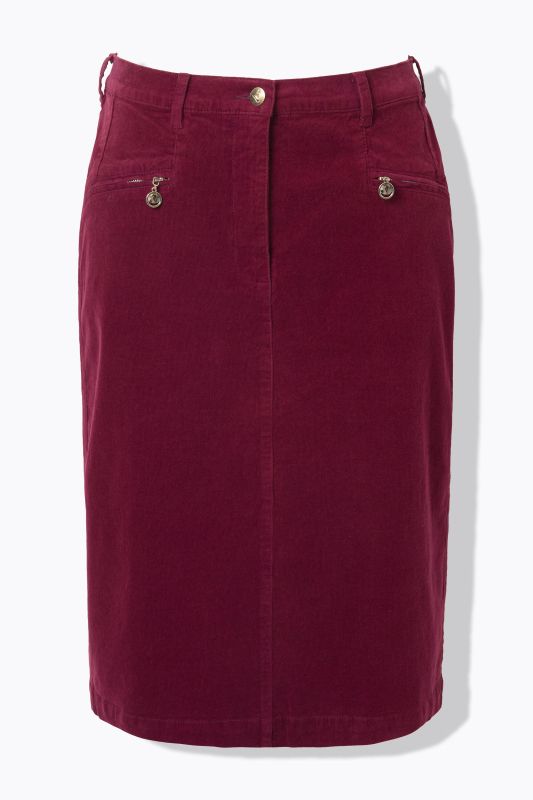 Jupe en velours côtelé Mony, ceinture confortable, poches zippées