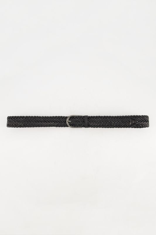 Ceinture en cuir tressé, boucle métallique