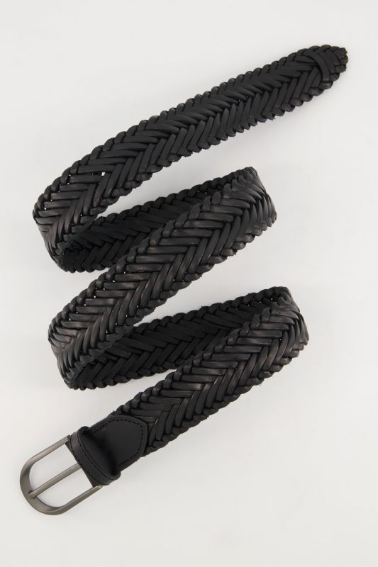 Ceinture en cuir tressé, boucle métallique