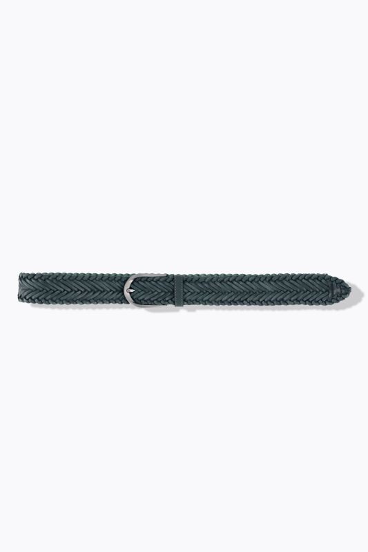 Ceinture en cuir tressé, boucle métallique