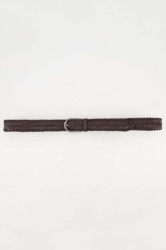Ceinture en cuir tressé, boucle métallique