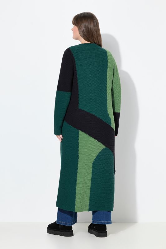 Cardigan long à col en V, matière texturée en coton bio