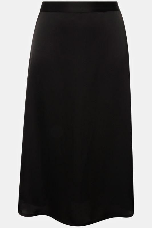 Jupe midi en satin, silhouette en A et ceinture confortable