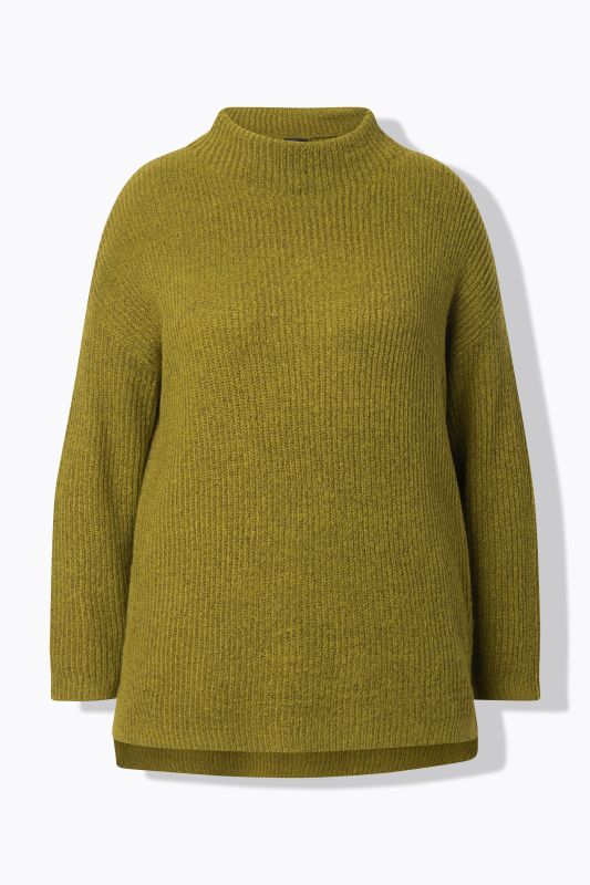 Pull oversized en maille côtelée, col roulé et manches longues