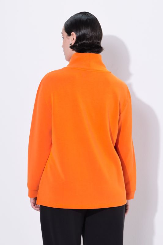 Sweat-shirt avec strass fantaisie, col montant et manches 3/4, collection Classic
