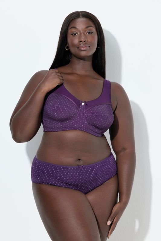 Soutien-gorge de maintien, sans armatures. Imprimé à pois. Bonnet C-F.