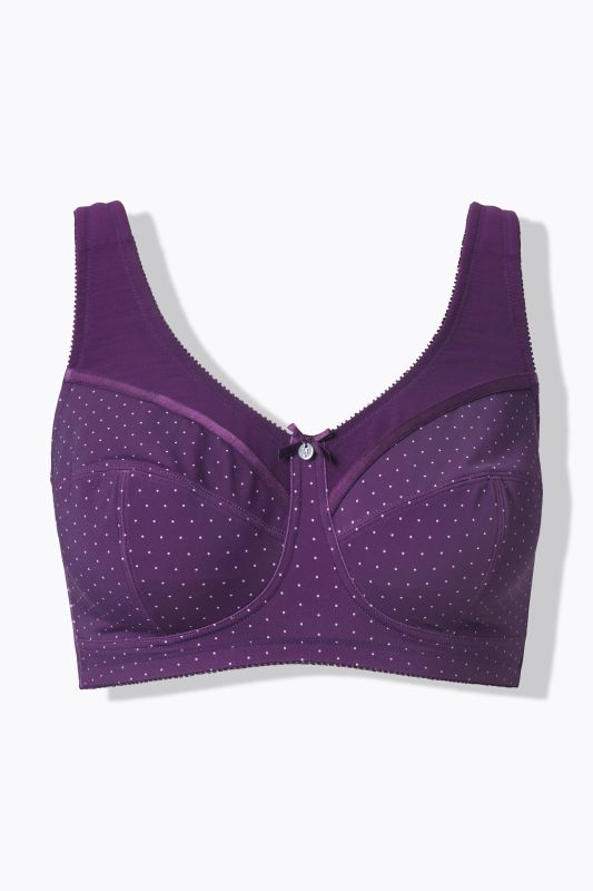 Soutien-gorge de maintien, sans armatures. Imprimé à pois. Bonnet C-F.