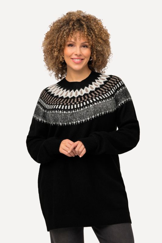 Pull norvégien à col rond et manches longues, tricot fin et doux