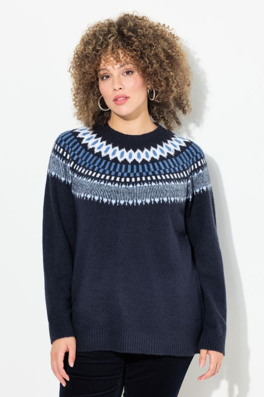Pull norvégien à col rond et manches longues, tricot fin et doux