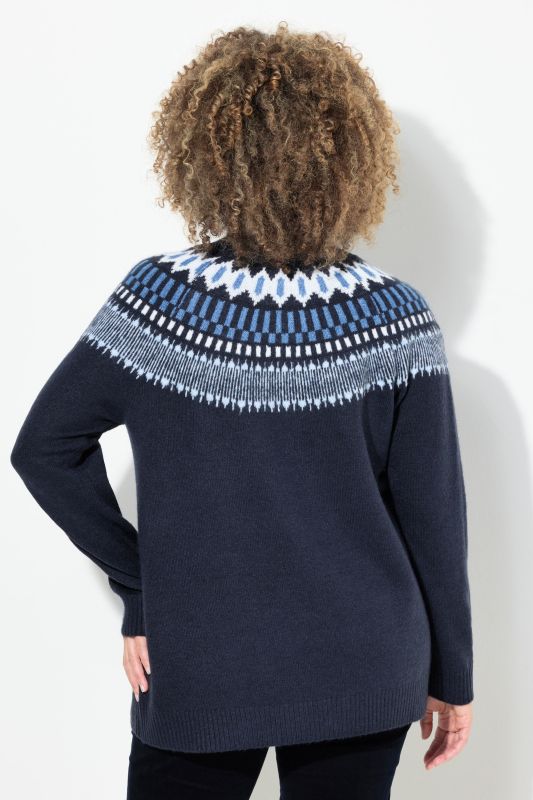 Pull norvégien à col rond et manches longues, tricot fin et doux