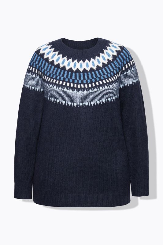 Pull norvégien à col rond et manches longues, tricot fin et doux