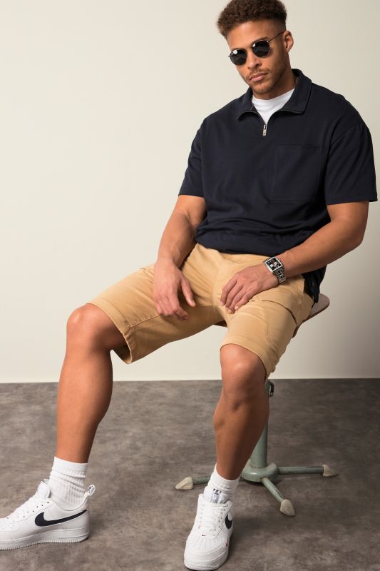 Polo STHUGE à manches courtes et fermeture zippée. Jusqu'au 8XL.