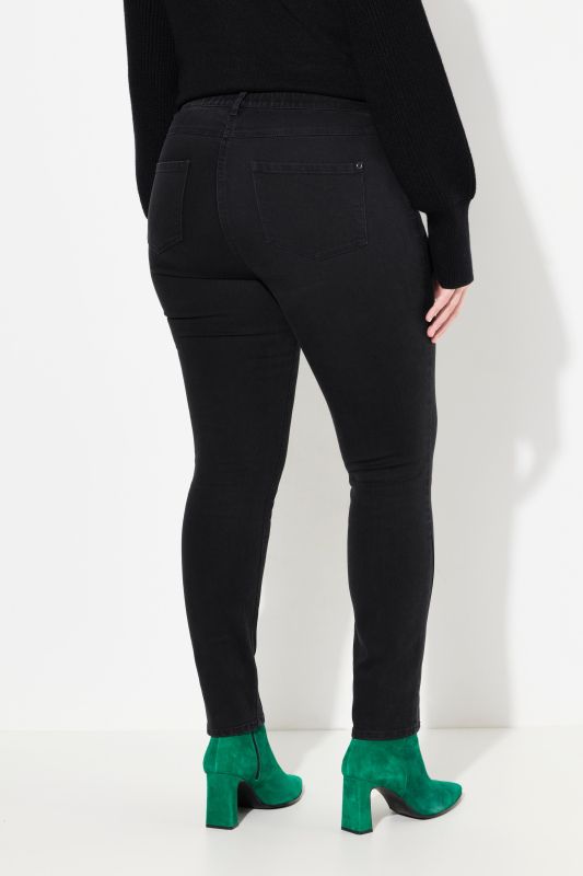 Jean Sarah, jambes slim, denim stretch, avec une fente aux bas de jambes