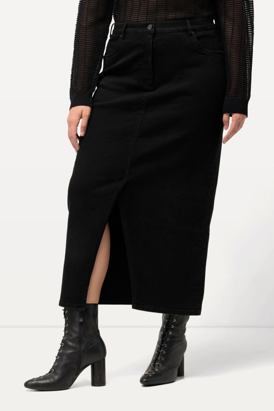 Jupe midi en jean avec fente et taille confortable