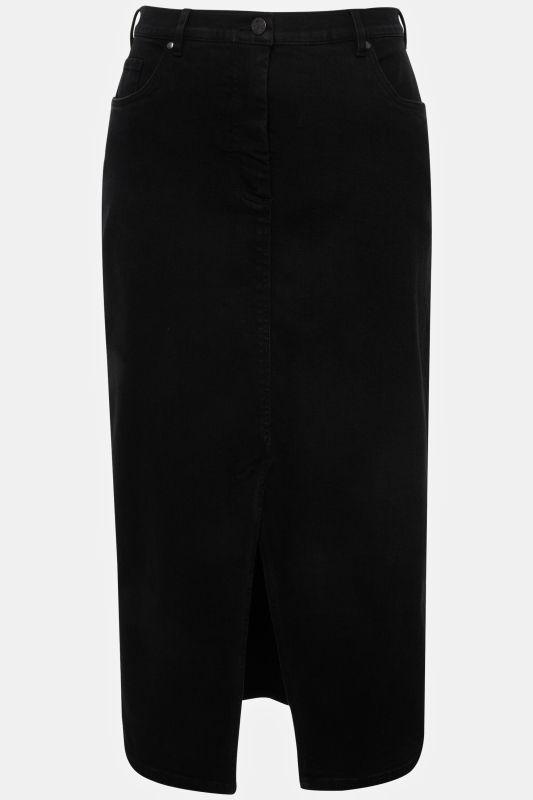 Jupe midi en jean avec fente et taille confortable