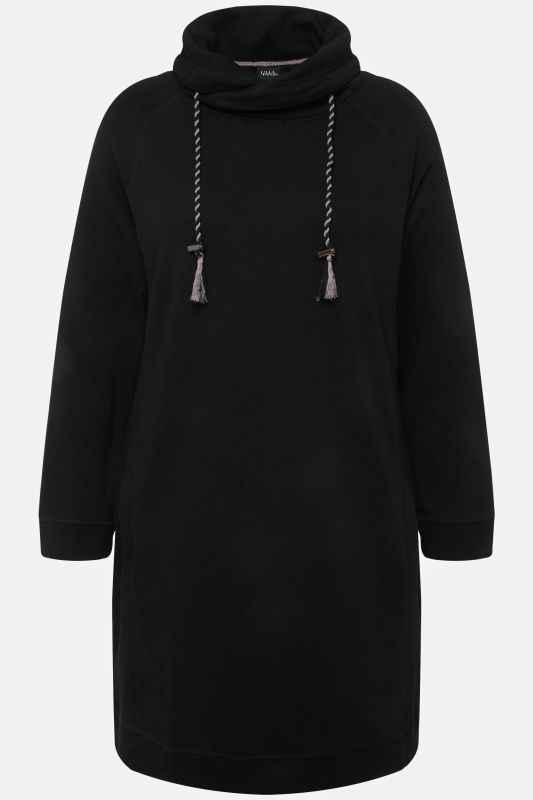 Robe en molleton avec poches, col montant et manches longues