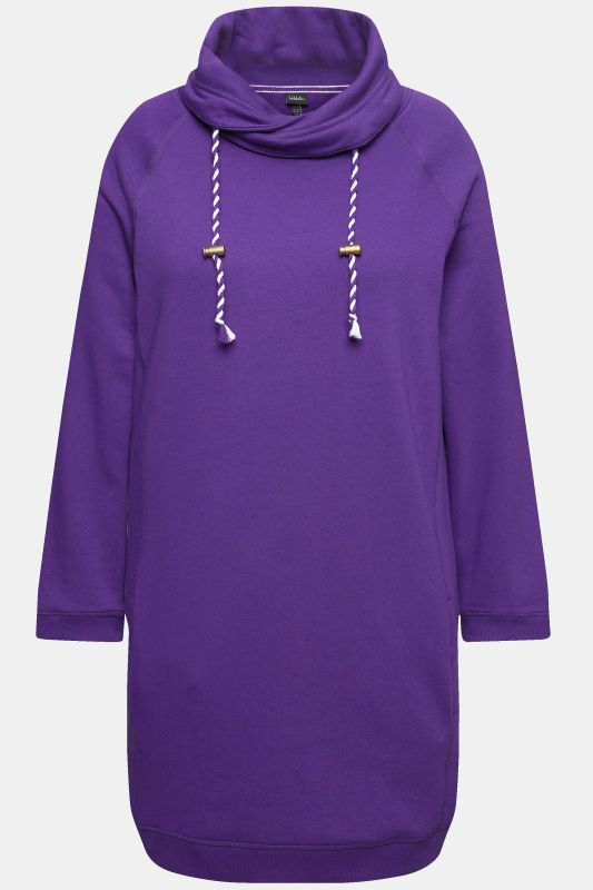 Robe en molleton avec poches, col montant et manches longues