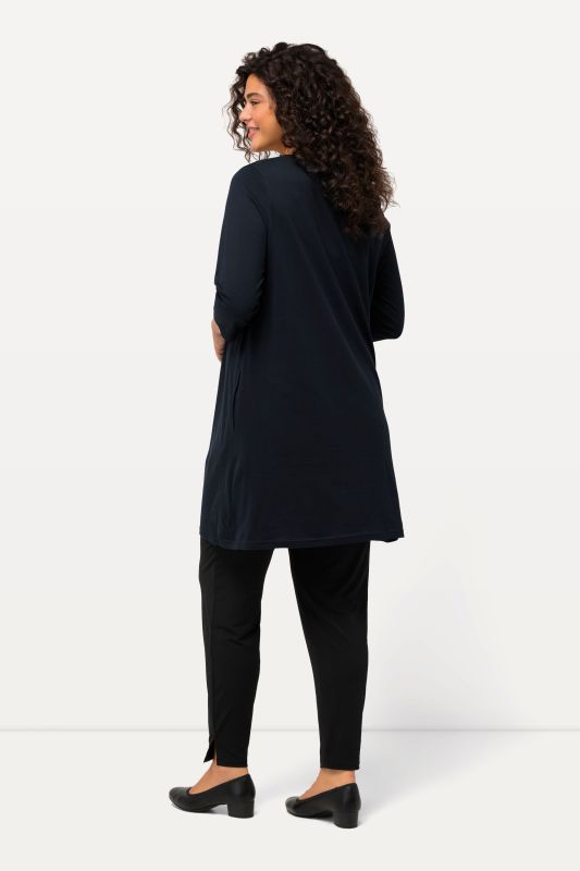 T-shirt long, coupé évasée, décolleté carré et manches 3/4