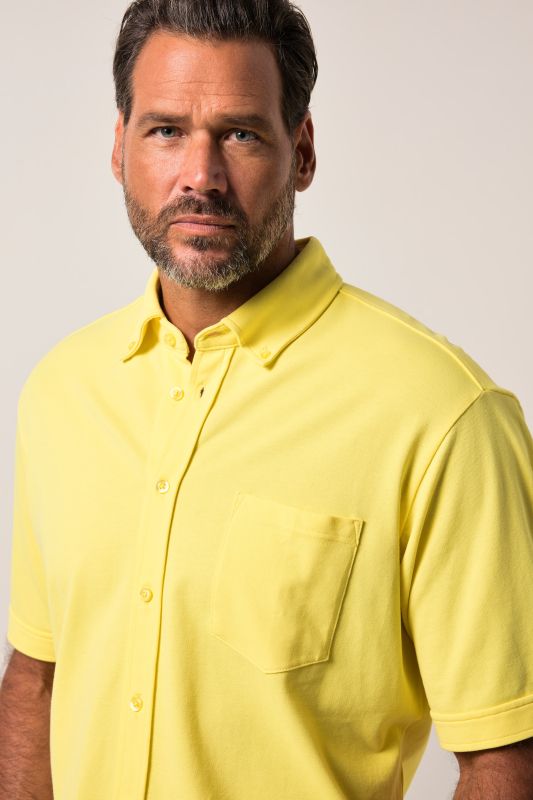 Chemise en maille piquée JP1880 coupe Modern, avec technologie FLEXNAMIC®, manches courtes et col à pointes boutonnées