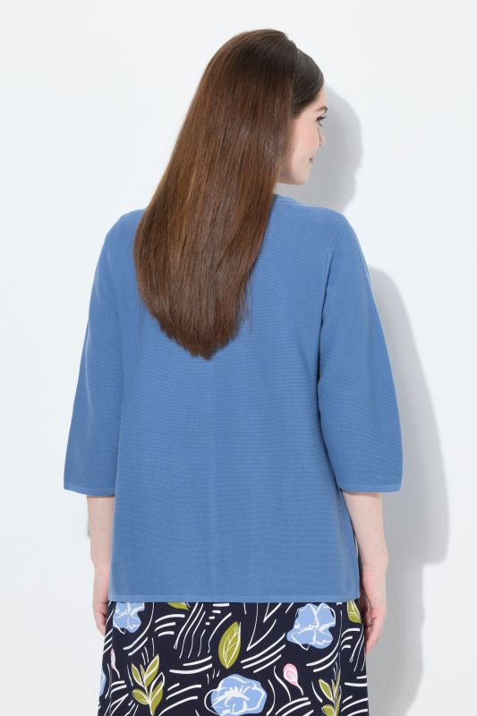 Cardigan en coton bio, encolure en V et manches 3/4