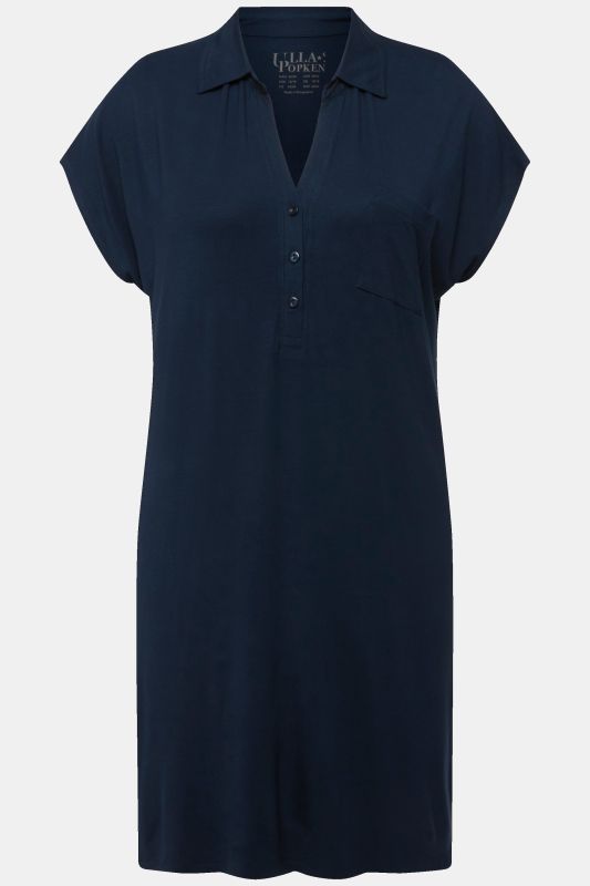 Chemise de nuit oversize, manches courtes et décolleté en V, col chemise