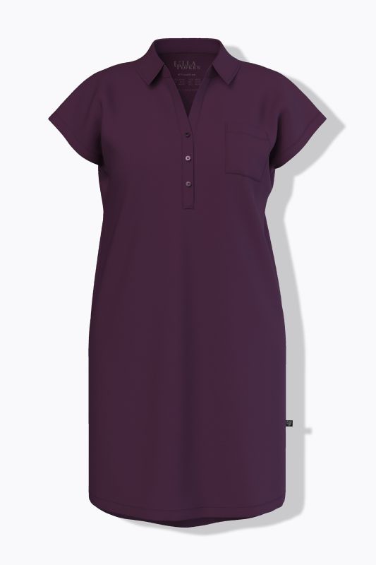 Chemise de nuit oversize, manches courtes et décolleté en V, col chemise