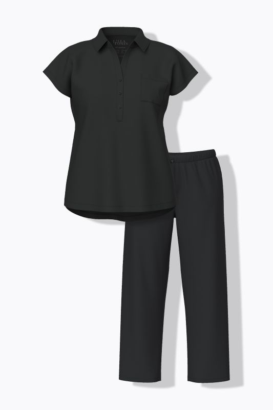 Pyjama oversize deux pièces, pantalon + T-shirt col chemise et manches courtes