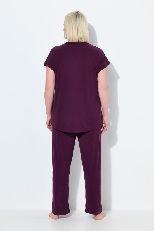 Pyjama oversize deux pièces, pantalon + T-shirt col chemise et manches courtes