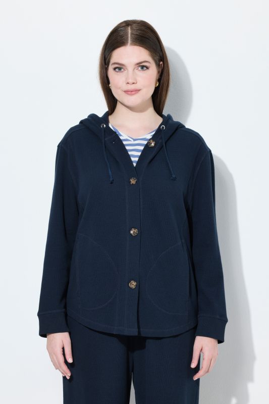Veste à capuche en molleton de coton bio, texture gaufrée