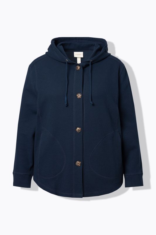 Veste à capuche en molleton de coton bio, texture gaufrée