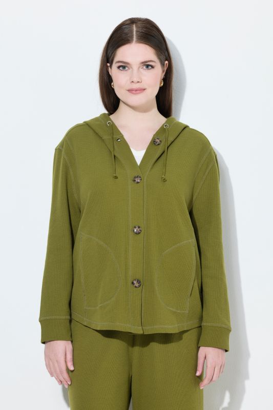 Veste à capuche en molleton de coton bio, texture gaufrée