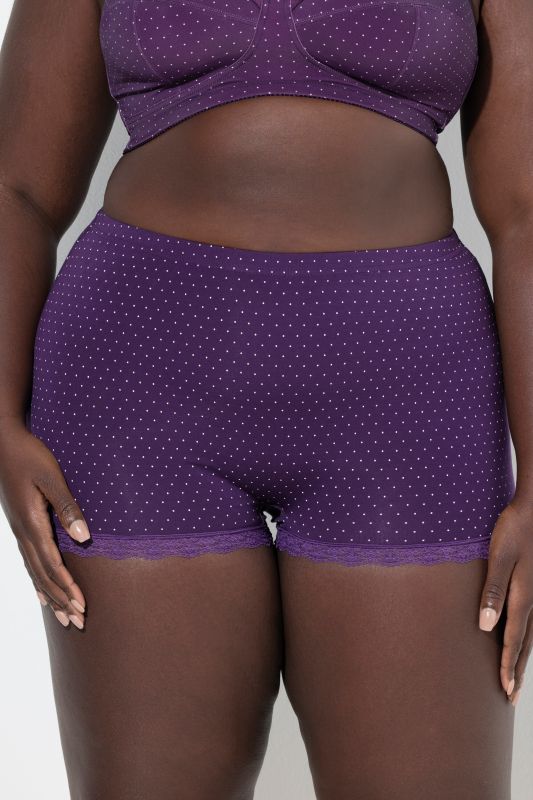 Lot de 3 shorties, dentelle et motif à pois
