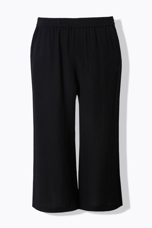 Jupe-culotte à taille élastique. Jambe large, longueur mollet