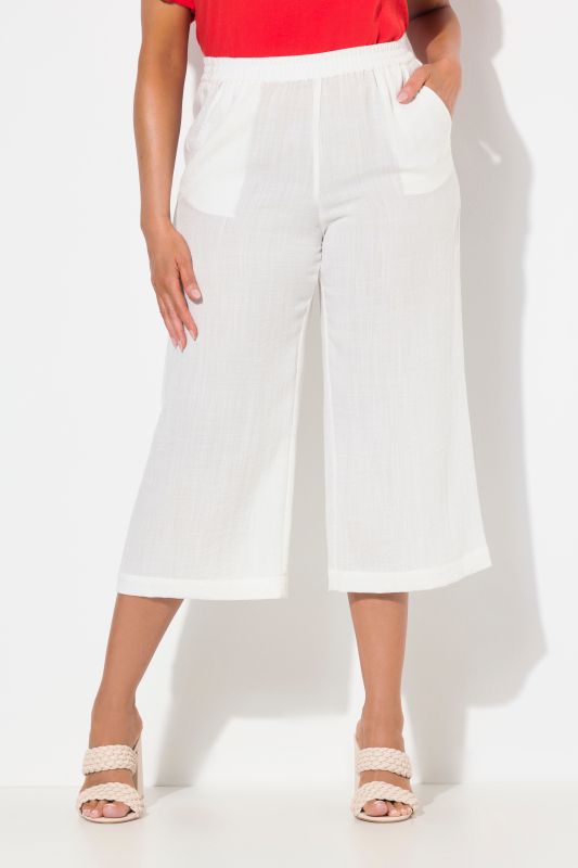 Jupe-culotte à taille élastique. Jambe large, longueur mollet