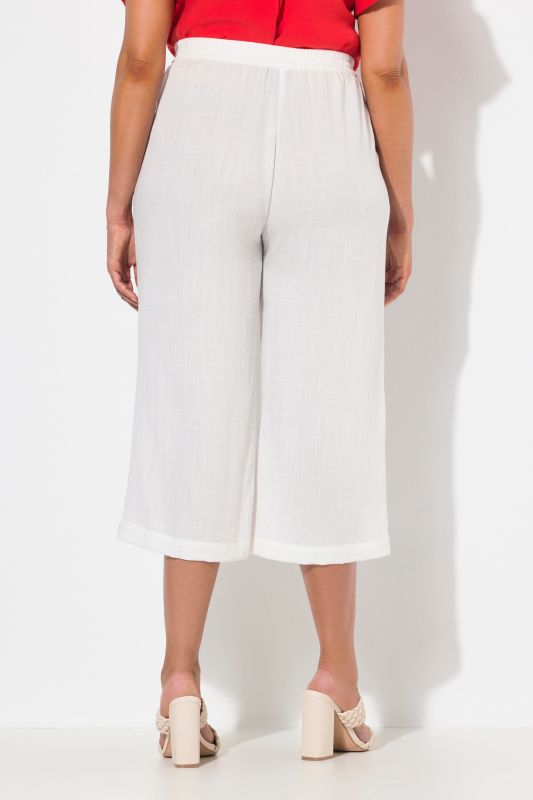 Jupe-culotte à taille élastique. Jambe large, longueur mollet