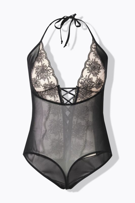 Body en dentelle, ouvert à l'entrejambe