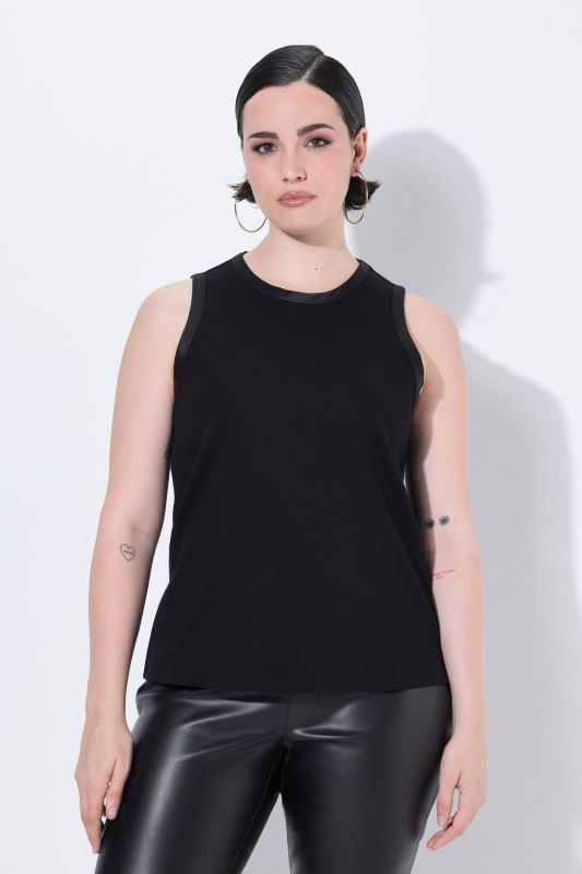 Haut sans manches, liserés en satin, décolleté rond et coupe Slim Fit