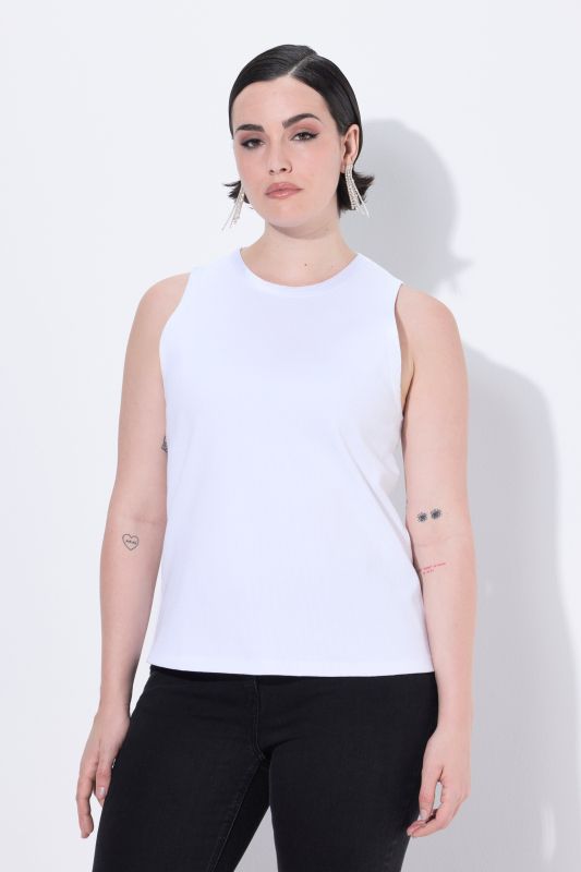 Haut sans manches, liserés en satin, décolleté rond et coupe Slim Fit